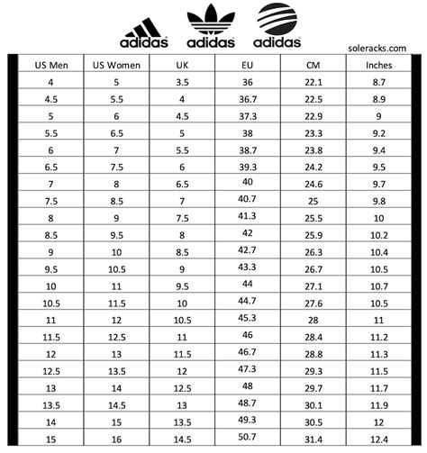 Adidas men's shoes size chart